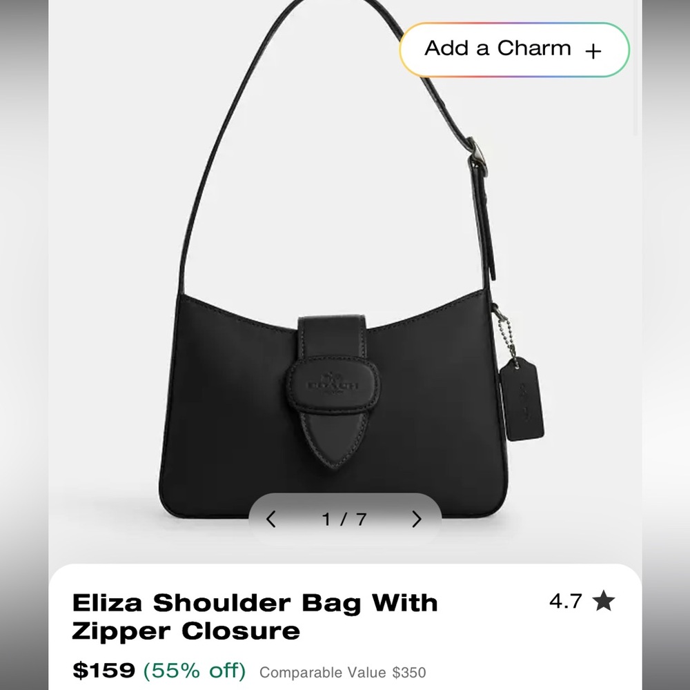 COACH Eliza Shoulder Bag with Zipper Closure